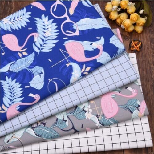 Hot Flamingo Grid Cotton Fabric DIY Sewing Craft Baby Sheet Home Textiles Patchwork Quilting Fat Quarter Tecido Clothes Tilda