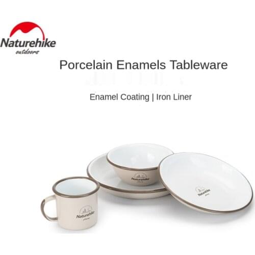 Naturehike Outdoor Camping Enamel Tableware Portable Bowl And Cup And Plate Corrosion Resistant And Easy To Clean