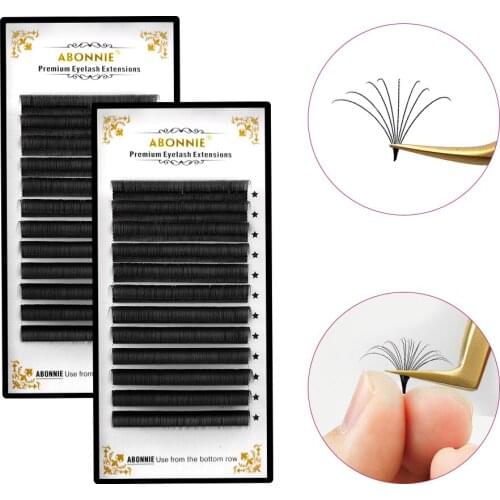 Abonnie 0.05 0.07 Easy Fan Lash C D Curl Easy Fanning Eyelash Extentions 20mm 22mm Automatic Flower Volume Lashes
