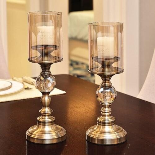 Luxury European High-End Crystal Glass Candle Holders Moro Metal Candlestick Crafts Wedding Table Decoration Accessories