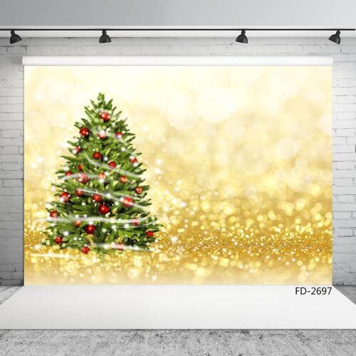 Christmas Tree Golden Glitter Bokeh Photo Backdrops Vinyl Photoshoot Photography Props Background for Children Baby Famiy Party
