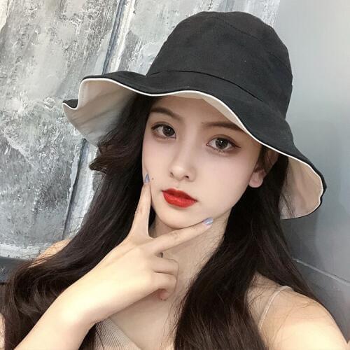 Hat Summer Japanese Double-sided Eaves Fisherman Hat, Korean Version of Ms. Sun-shade Sunscreen Hat Wide Brim Hat