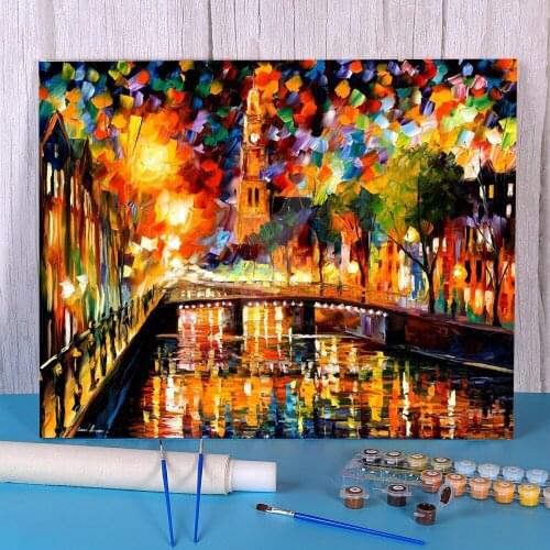 Lights And Shadows Amsterdam DIY Painting By Numbers Complete Kit Acrylic Paints 40*50 Painting On Canvas Handmade For Art