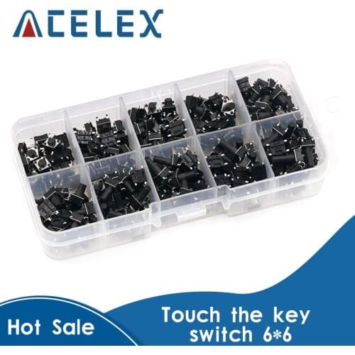 10 models 100pcs 6*6 Tact Switch Tactile Push Button Switch Kit, Height: 4.3MM~13MM DIP 4P micro switch 6x6 Key switch