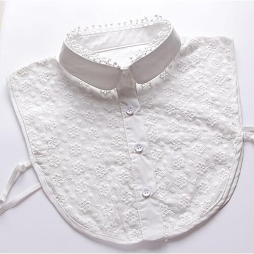 Decoration cute Pure white shirt Fake collar Embroidered false rendering white small lap fake collar collier femme bead