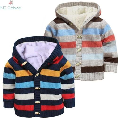 Winter Baby Boy Clothes Autumn Newborn Sweater Cotton Baby Girl Cardigan with Hooded knitted coat for boys thickened Sweaters
