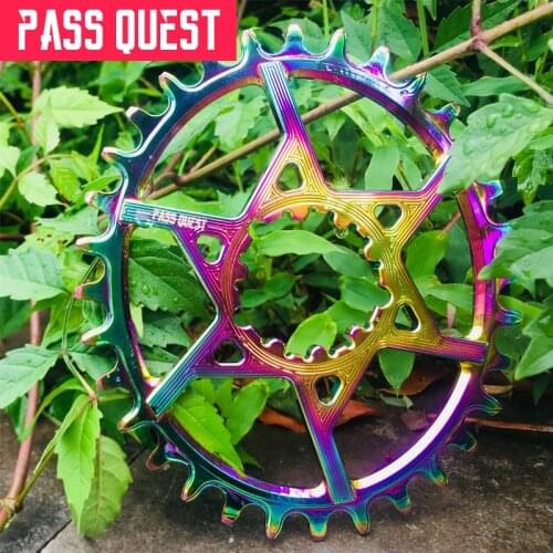 Pass Quest GXP Straight-Mounted 6mm Offset Titanium-Plated Oval Narrow Wide Chainring XX1 X01 GX X9 Bicycle Sprocket