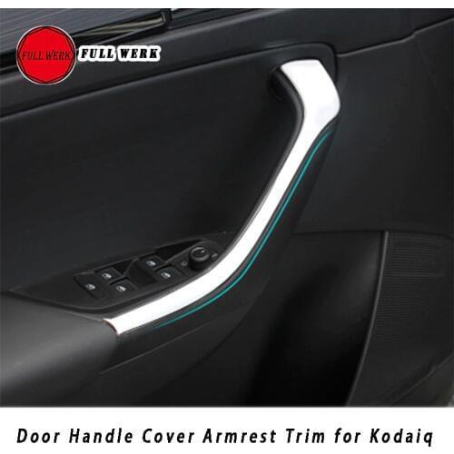 1 Pair ABS Car Inner Door Handle Cover Armrest Moulding Trim Sticker Strip for Skoda 17-19 Kodiaq Accessory Hot Sell Decoration