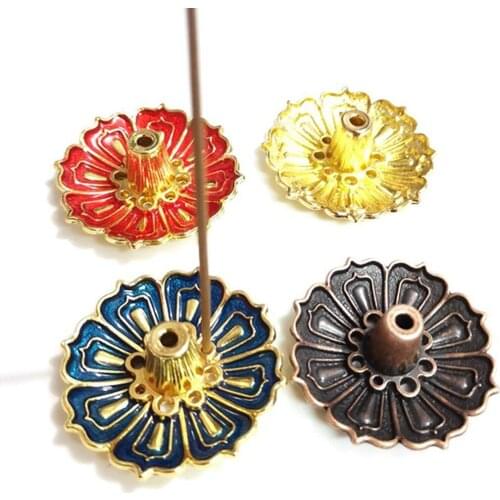 1pc 9 Hole Incense Plate 3.5x1.5cm Flower Copper Cone Burner Plate Stick Tower Holder Bowl Decor Quemador De Incienso