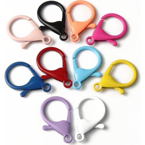 10pcs/lot 35mm Candy Color Alloy Lobster Clasps Hooks Circle KeyChain for DIY Mask Chain Lanyard Jewelry Making Accessories