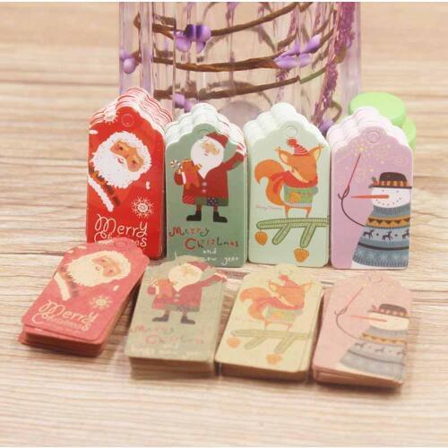 100PC/lot white /kraft printed merry christmas and happy new year Gift Tags For Birthday Cake Party Price Garment Label Hang tag