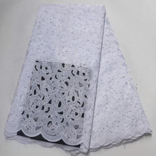 2019 Latest French Nigerian Wthie Lace Fabric High Quality with stones Embroidered Tulle African Organza Lace Fabric XGY01