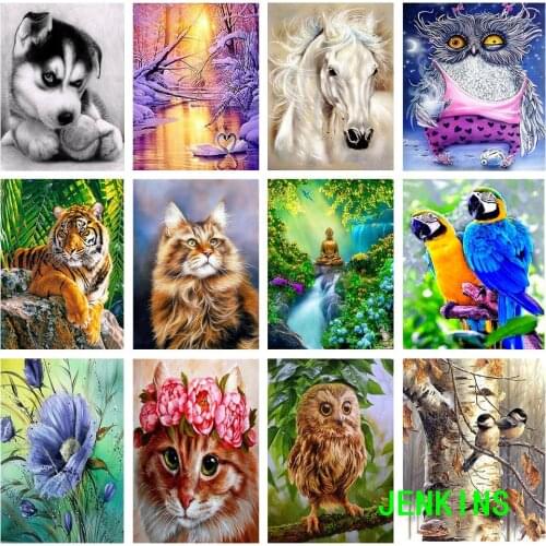 5D Diy Diamond Landscape animals Painting Cross Stitch Kits Diamond Mosaic art Embroidery Painting round Home Decoration jnekins