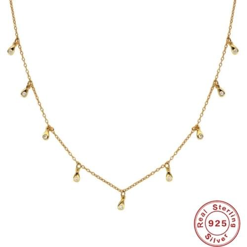 Aide 925 Sterling Silver Jewelry Collares Water Drop Pendant Necklaces For Woman Couple Lovers' Valentines Day Wedding Gift