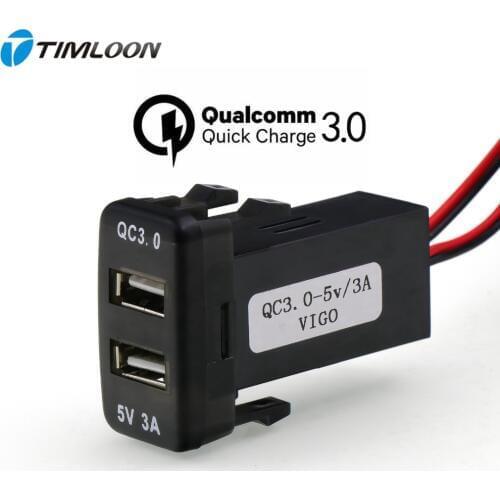 QC3.0+5V 3A USB Interface Socket Fast Car Charger,Quick Charge Car Charger Use for TOYOTA Hilux VIGO,Coaster,Corolla,Yaris,Reiz