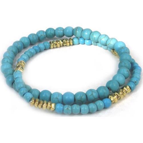 Free shipping Fashion 6mm and 8mm Blue beads with square beads women elastic bracelet