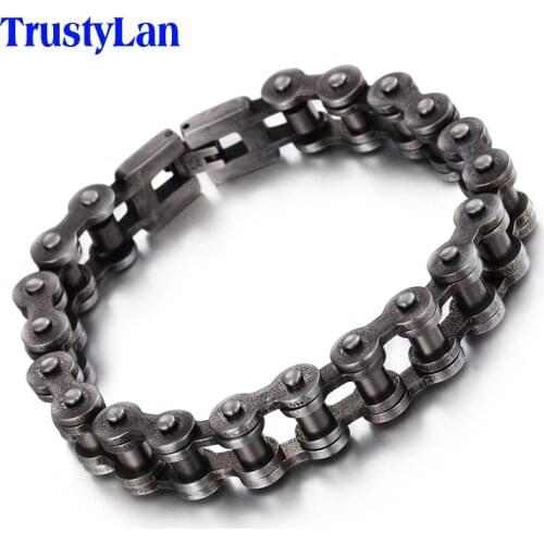 Punk Rocker Motorcycle Bicycle Chain Man Bracelet Heavy Stainless Steel Jewelry Accessory Biker Mens Bracelets For Men Wristband