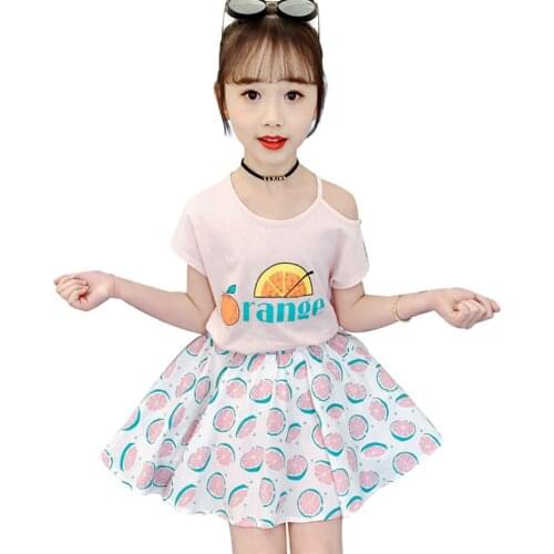 Kids Clothes Letter Tshirt + Skirt Childrens Clothes For Girls Appliques Kids Girl Clothes Set Summer Kids Clothing 6 8 10 12 1