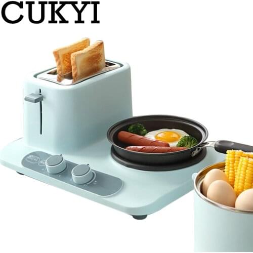 Electric bread toaster baking oven Mini multicooker sandwich bake egg boiler food steamer omelette frying pan Breakfast machine