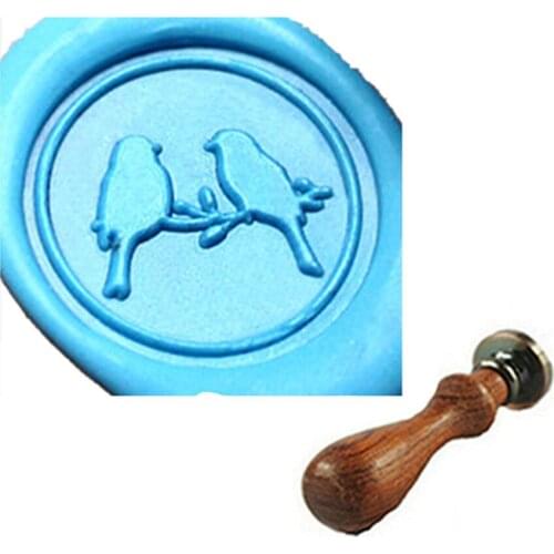 MDLG Vintage Lovely Couple Two Birds Custom Picture Wedding Invitation Wax Seal Sealing Stamp Handle Set