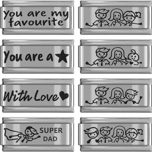 Hapiship 2021 New Stainless Steel Bracelet 9mm Italian Charm Family with Love Super Dad Mum Bangles Babgle Accessories DJ316