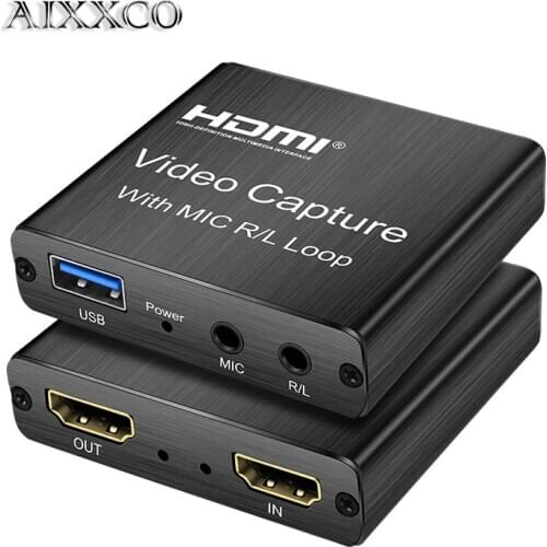 AIXXCO HDMI-compatible Video Capture Card 1080p Game Capture Card USB 2.0 Recorder Box Device for Live Streaming Video Recording