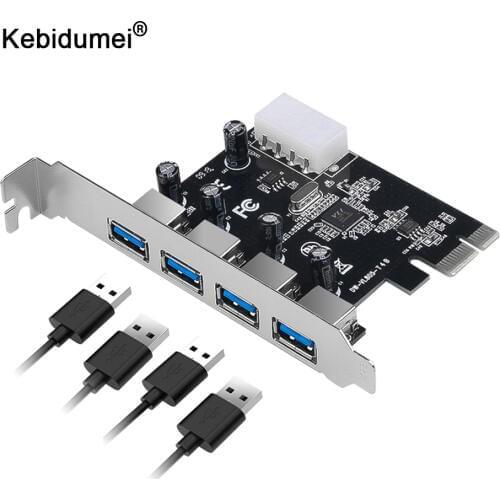 Kebidumei 4 Port USB 3.0 PCI-e Expansion Card PCI Express PCIe USB 3.0 Hub Adapter 4 ports USB 3 0 PCI e PCIe express 1x