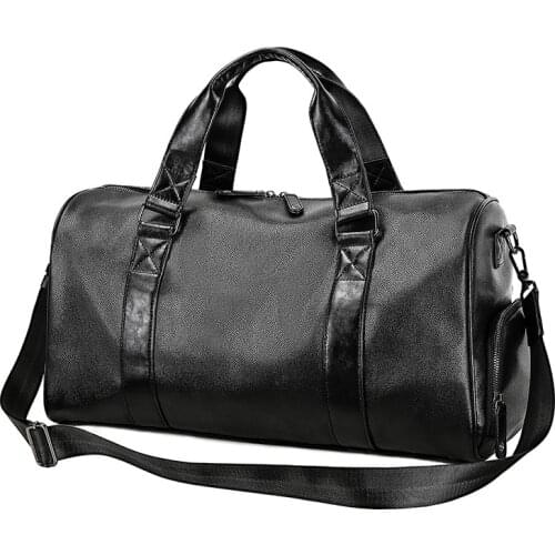 Classic Fashion Men Travel Luggage Handbag Leather Large Capacity Sport Fitness Boarding Bag with Shoes Pocket Travel Duffle Bag