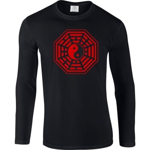 Hot SELL Buddha Yin-Yang Creative New Fashion Men long Sleeve Slim Fit T Shirt Men Cotton T-Shirt Casual T Shirts