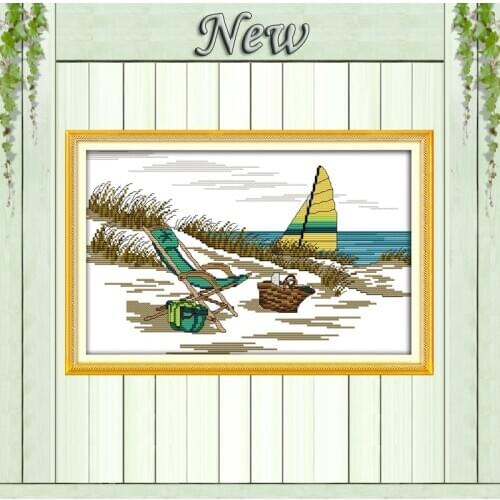 The seaside scene home wall Decor paintings counted printed on canvas DMC 11CT 14CT Cross Stitch kits needlework Sets embroidery