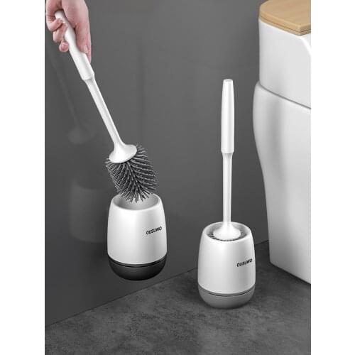 New TPR Silicone Head Toilet Brush Quick Draining Clean Tool Wall-Mount Or Floor-Standing Cleaning Brush Bathroom Accessories