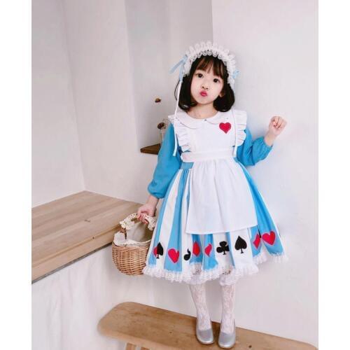 2pcs Girl Dress Children Lolita Costume Maid Cosplay Carnival Clothing For Kid Princess Dress Children Halloween Costume