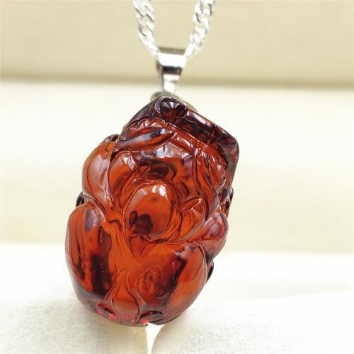Natural Blood Red Amber Necklace Pendant Pi Xiu Carved Fashion Gemstone 20x14x12mm For Women Men Crystal Healing Pendant AAAAA
