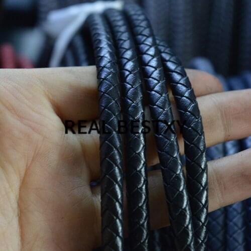 REAL BESTXY 6mm black Round Leather Cord Material for Jewelry Making DIY jewelry leather findings leather strips super fiber