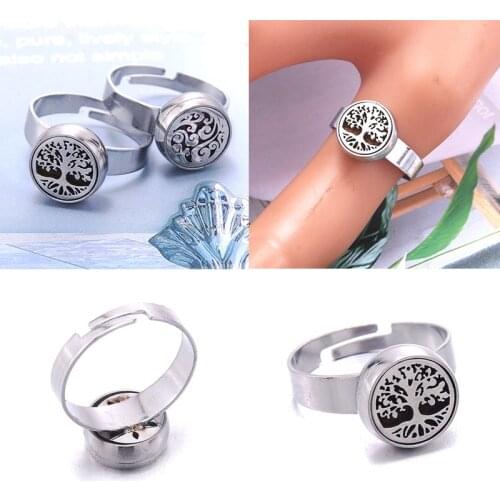 1PCS Aromatherapy Stainless Steel Ring 20 Styles Optional Mens Womens Ring Adjustable Charm Ring Fashion Jewelry Wholesale