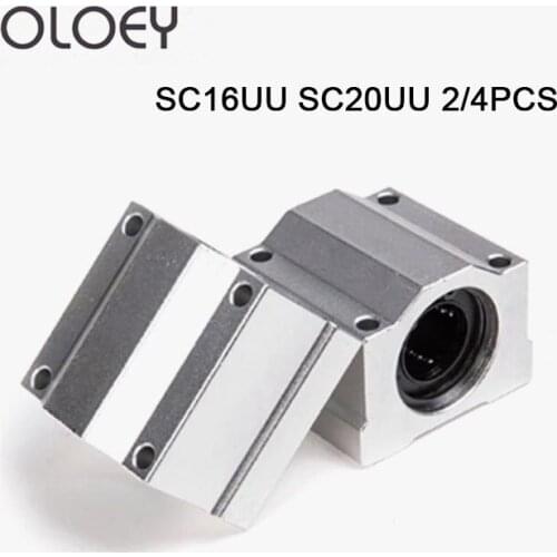Sc16uu Sc20uu 2/4pcs Linear Motion Ball Bearings Cnc Parts Slide Block Bushing For 16/20mm Linear Shaft Guide Rail CNC Parts