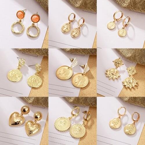 Earrings 2021 Trend Fashion Metallic Earrings New Design Golden Dangle Drop Earrings Women Jewelry Girl Student Gifts Party