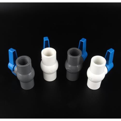 1pc 1/2"3/4"1" Female Thread PVC Ball Valve Garden Irrigation PVC Connectors Inner Dia 20/25/32mm PVC Valve