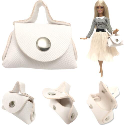NK 1 Pcs Doll Leather Bag White Fashion Shoulder Shopping Handbag For Barbie Doll Accessories Baby Toys 1/6 Doll Gift 01A 6X