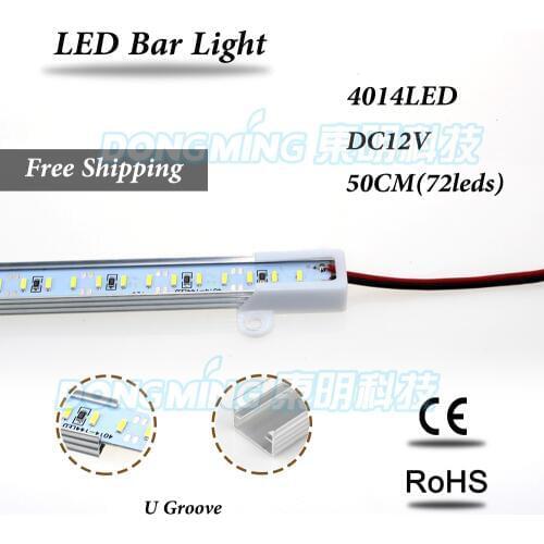 5pcs led luces strip 72led/50cm 12V white/cool white no waterproof U/V groove aluminum led bar light 4014