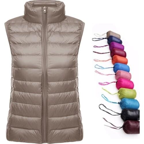Ultralight Down Vest Women 2021 New zipper Sleeveless Women Duck Down Waistcoat Puffy Padded Warm Vest Jacket