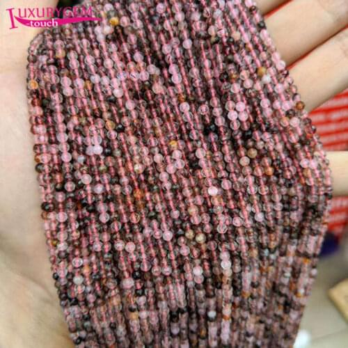High Quality Natural Multicolor Rutilated Stone 3mm Faceted Round Shape DIY Gems Loose Spacer Beads Jewelry Accessory 38cm b143