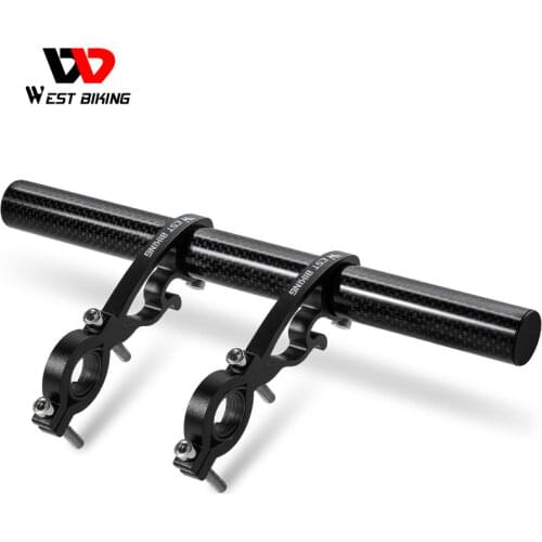 WEST BIKING 25CM Carbon Fiber Handlebar Extension MTB Road Bike Cycling Alloy Clamp Headlight Bicycle Computer Phone Bracket