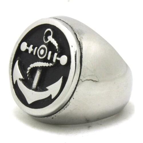 Anchor Ring 316L Stainless Steel Men Boys Polishing Biker Ring