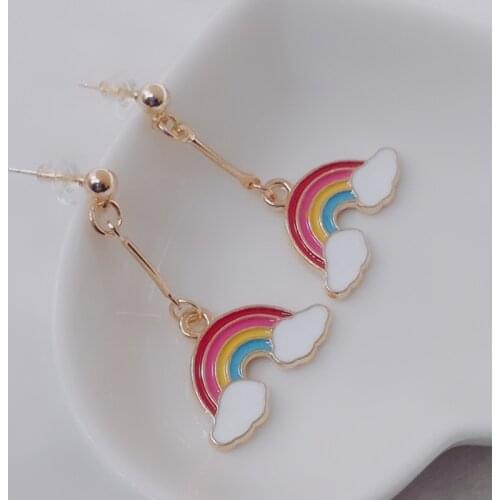 Rainbow earrings rainbow cloud earrings ladies long earrings cute rainbow pendants fashion high quality jewelry earrings
