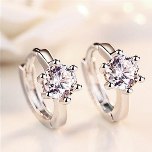 Luxury korean Crown Prong setting Six claws stud earings for women wedding brinco fashion jewelry KED3242