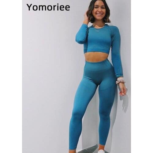 Women Yoga Set Gym Sport Workout Running Training Shirts & Pants Suit Sexy Quick Dry Breathable Sportswear Athletic Yomoriee