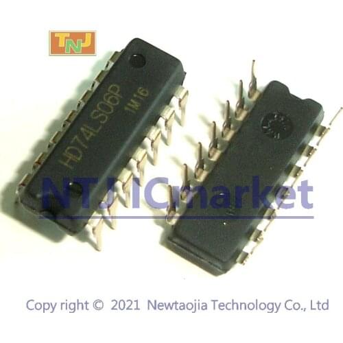 10 PCS HD74LS06P DIP-14 74LS06 Hex Inverted Buffers with Open-Collector Outputs