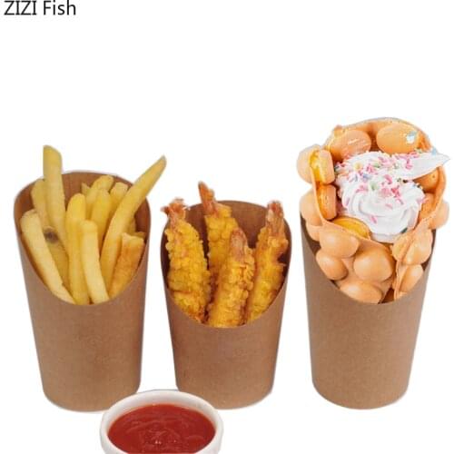 100 Pieces French Fries Kraft Paper Cup Party Birthday Ciname Disposable Snack Chicken Rice Fried Chicken Takeaway Package Cups