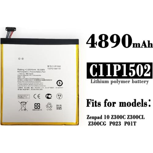 ASUS Original Replacement Phone Battery C11P1502 4890mAh for ASUS ZenPad 10 Z300CG Z300CL P01T Z300M Z300C P023 10.1 Free Tools